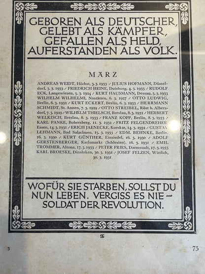 WW2 Tysk NSDAP Udklip/Plakat i nyere ramme. Illustrativ. Original.