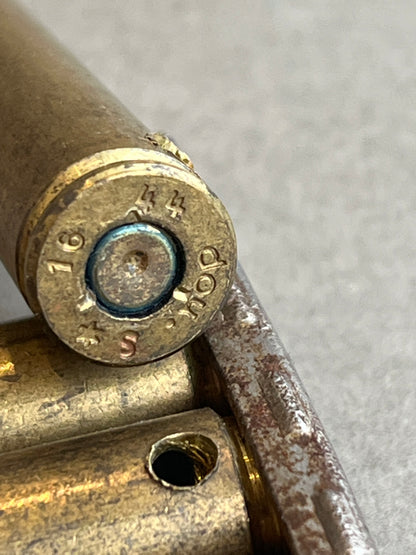 WW2 Tysk K98 patroner i laderamme. Deaktiveret. Original.