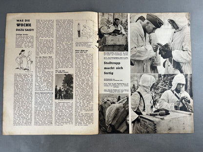 WW2 Tysk "Die Woche" Blad. Wehrmacht østfront forside. Original.