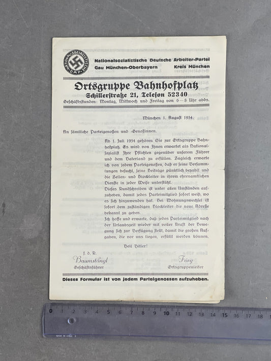 WW2 Tysk NSDAP Medlems hæfte/pjece. Original.