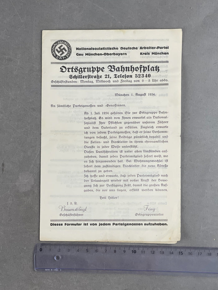 WW2 Tysk NSDAP Medlems hæfte/pjece. Original.