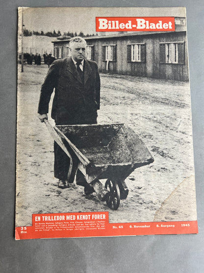 WW2 Dansk Billedbladet fra 1945 med Frits Clausen i Frøslev Lejren. Original.