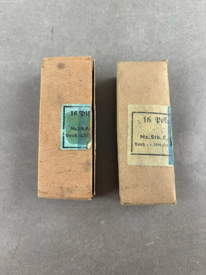 WW2 Tysk 2 stk. 9mm. Æsker. Tomme. Original.