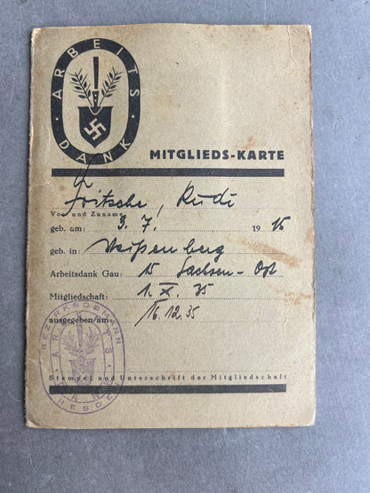WW2 Tysk RAD Medlemsbog. Original.