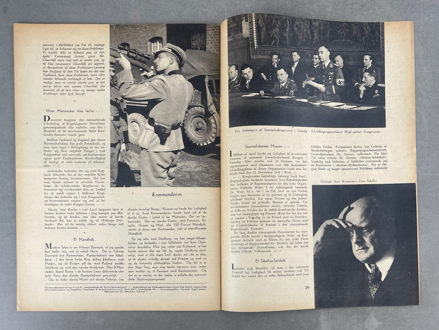 WW2 Dansk Nazistisk "Den Tyske Ugerevy" Blad. Udgivelsen med Schalburg. Original.