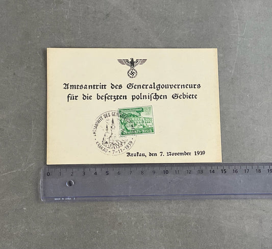 WW2 Tysk Frimærkeark ifm. indtagelsen af polen. Godt stemplet. Original.