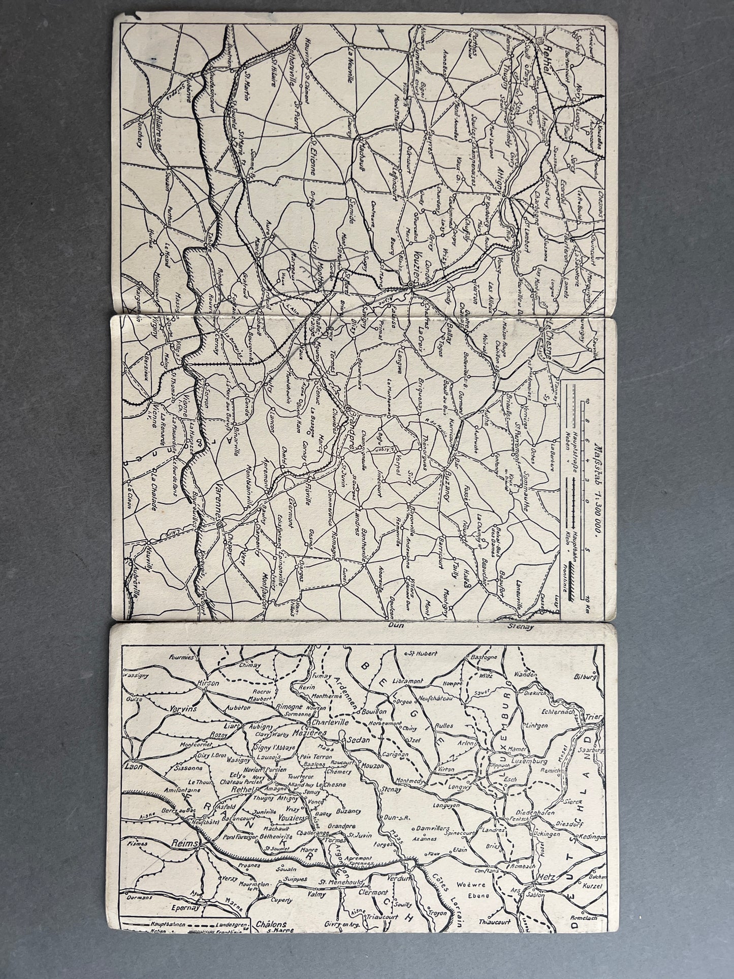 WW1 Tysk "Brieftaschenatlas" for Champagne-Argonnen. Original.