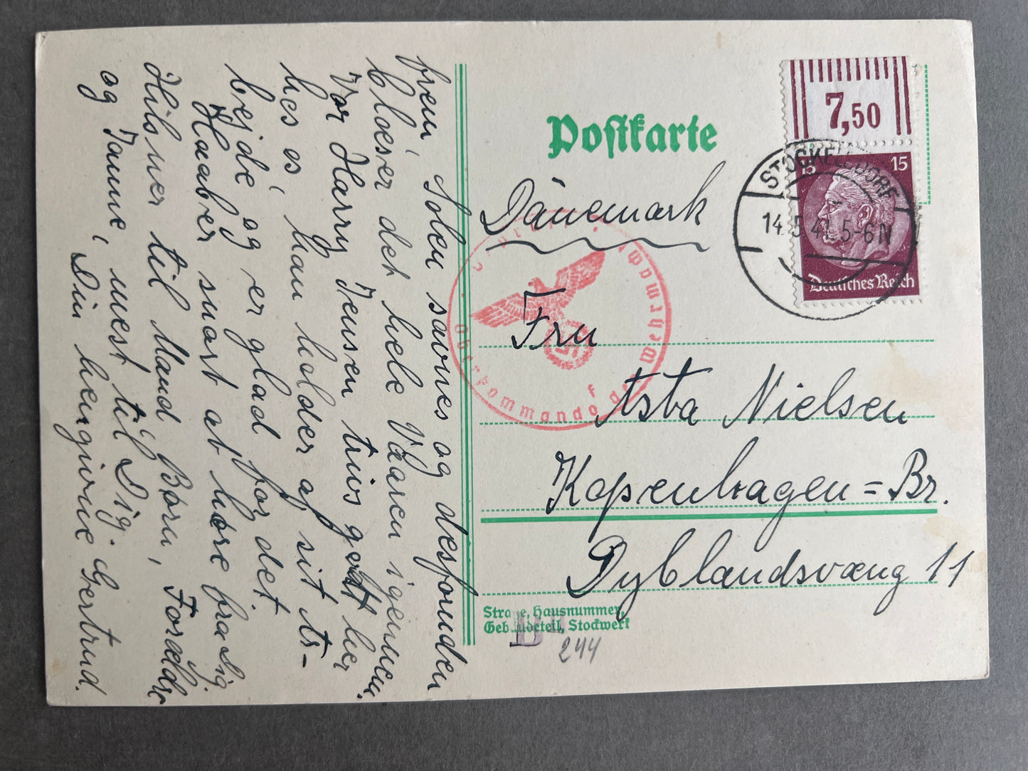 WW2 Tysk Postkort. Original.