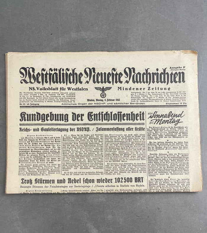 WW2 Tysk NSDAP Avis. Original.