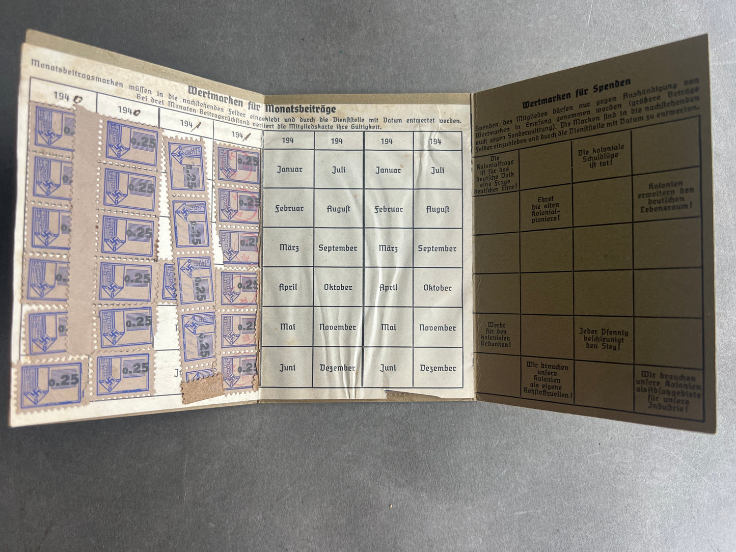 WW2 Tysk "Reichskolonialbund" Medlemsbog. Original.