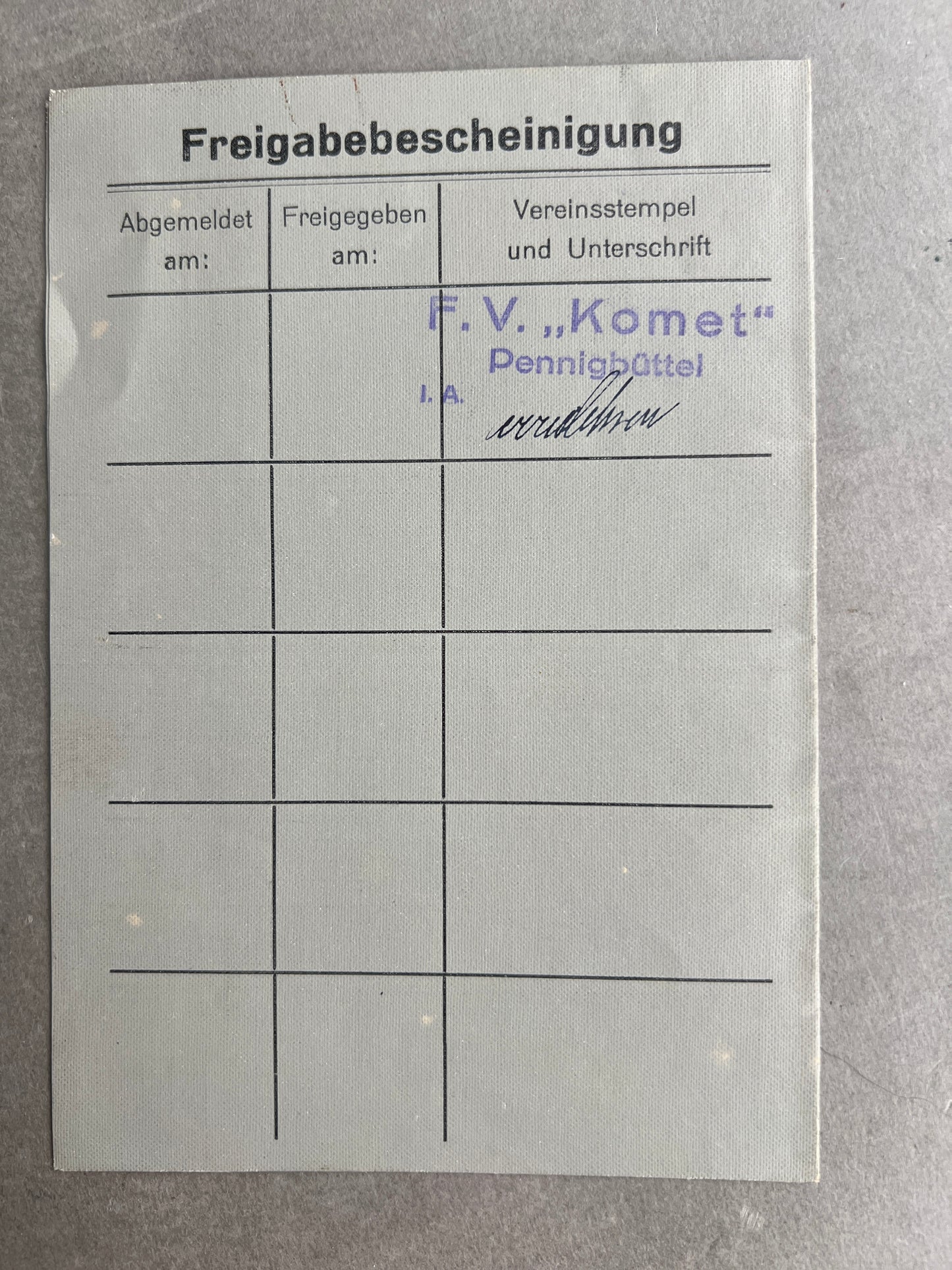 WW2 Tysk DRL"Fussball Spielerausweis". Sjælden. Original.