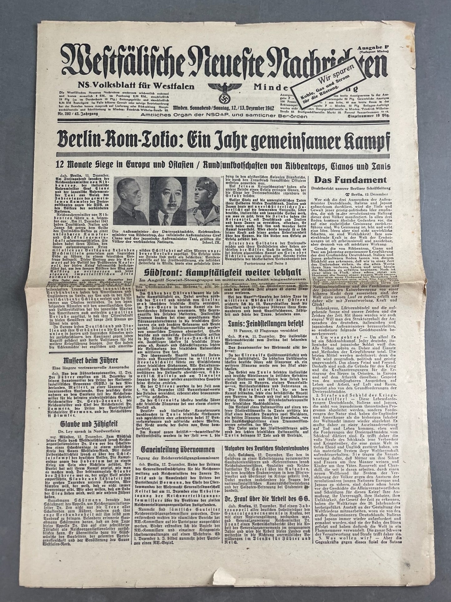 WW2 Tysk NSDAP Avis. Original.