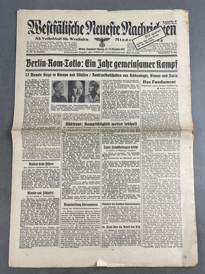 WW2 Tysk NSDAP Avis. Original.