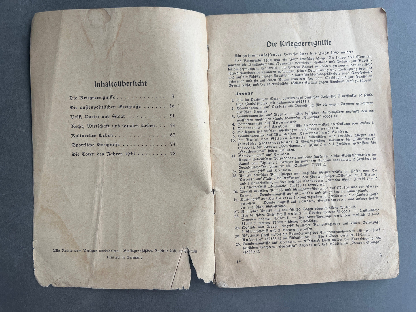 WW2 Tysk Bog fra 1941. Original.