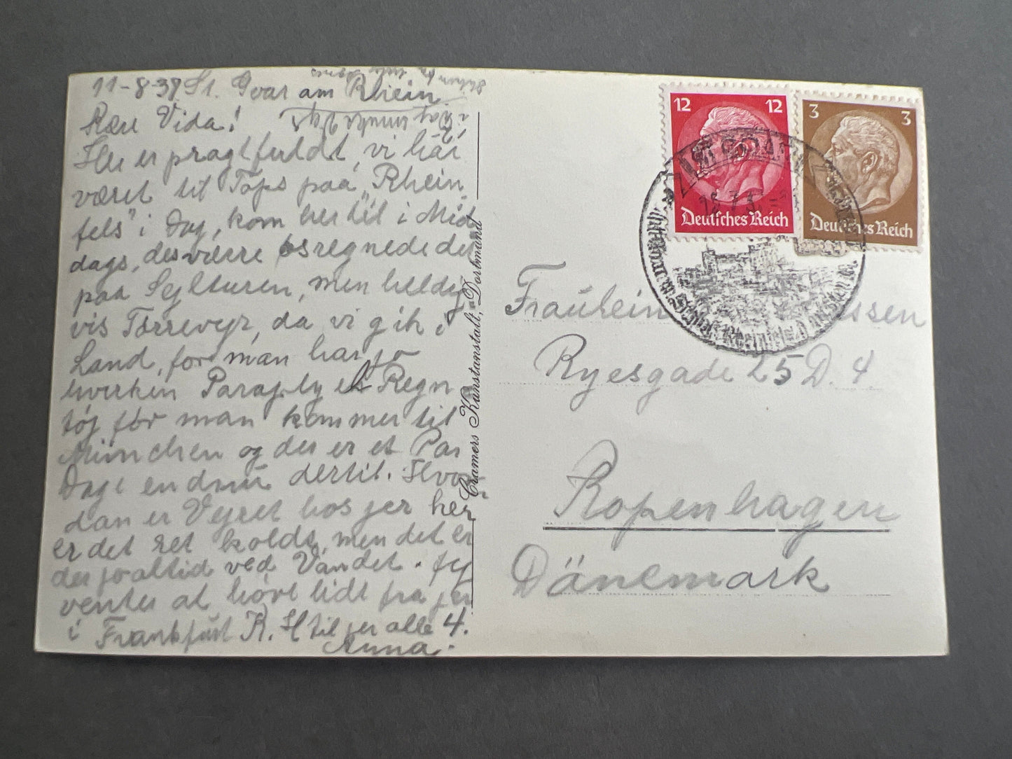 WW2 Tysk Postkort. Sendt til Danmark. Original.