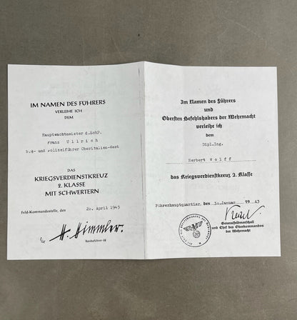 WW2 Tysk Fotokopi af Urkunder. Efterkrigs.