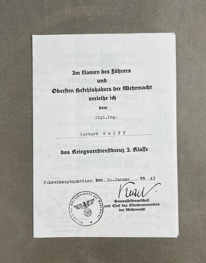 WW2 Tysk Fotokopi af Urkunder. Efterkrigs.