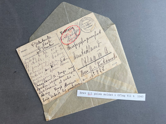 WW2 Tysk/Polsk Postkort. Sendt til polsk soldat i Oflag III (Krigsfange). Original.