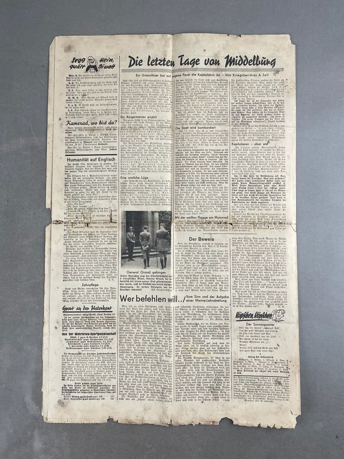 WW2 Tysk Kriegsmarine "Gegen Engeland" lille avis/pjece. Original.