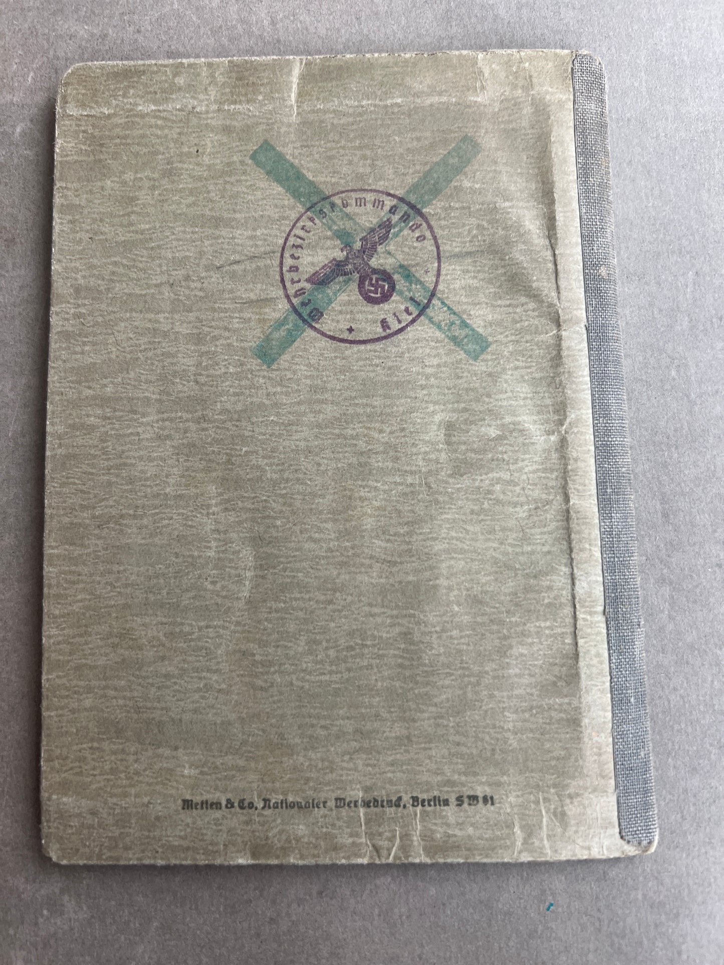 WW2 Tysk Marine Wehrpass fra Kiel. Original.