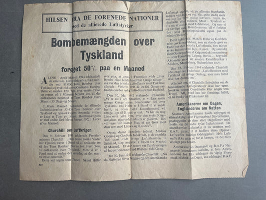 WW2 Dansk Illegal Løbeseddel. Original.