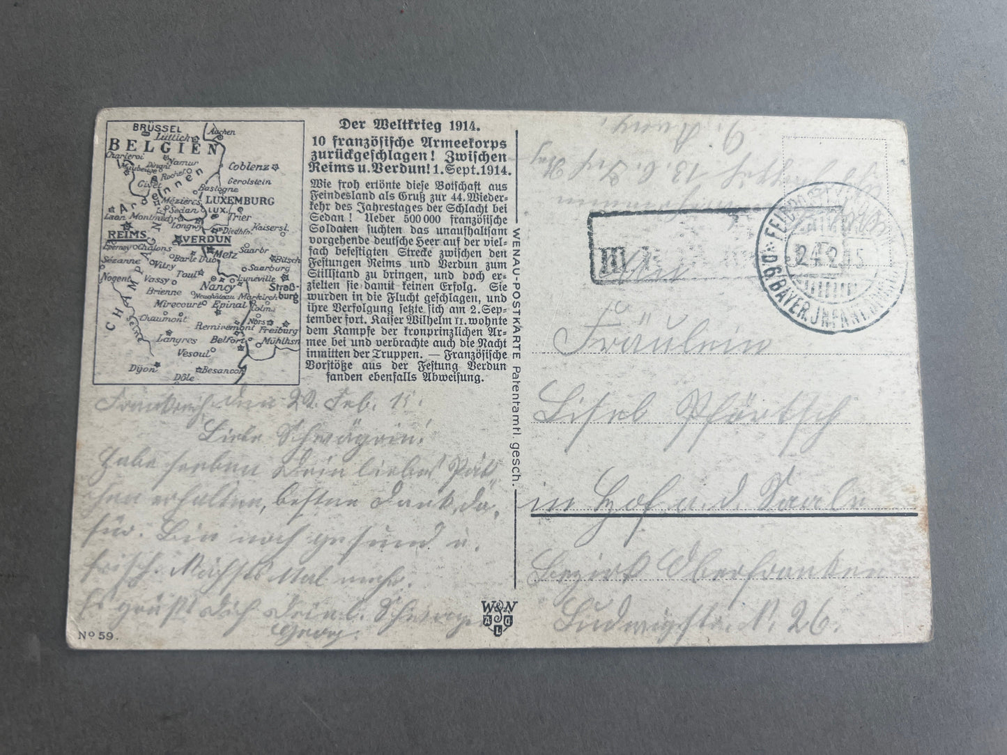 WW1 Tysk Postkort. Original.