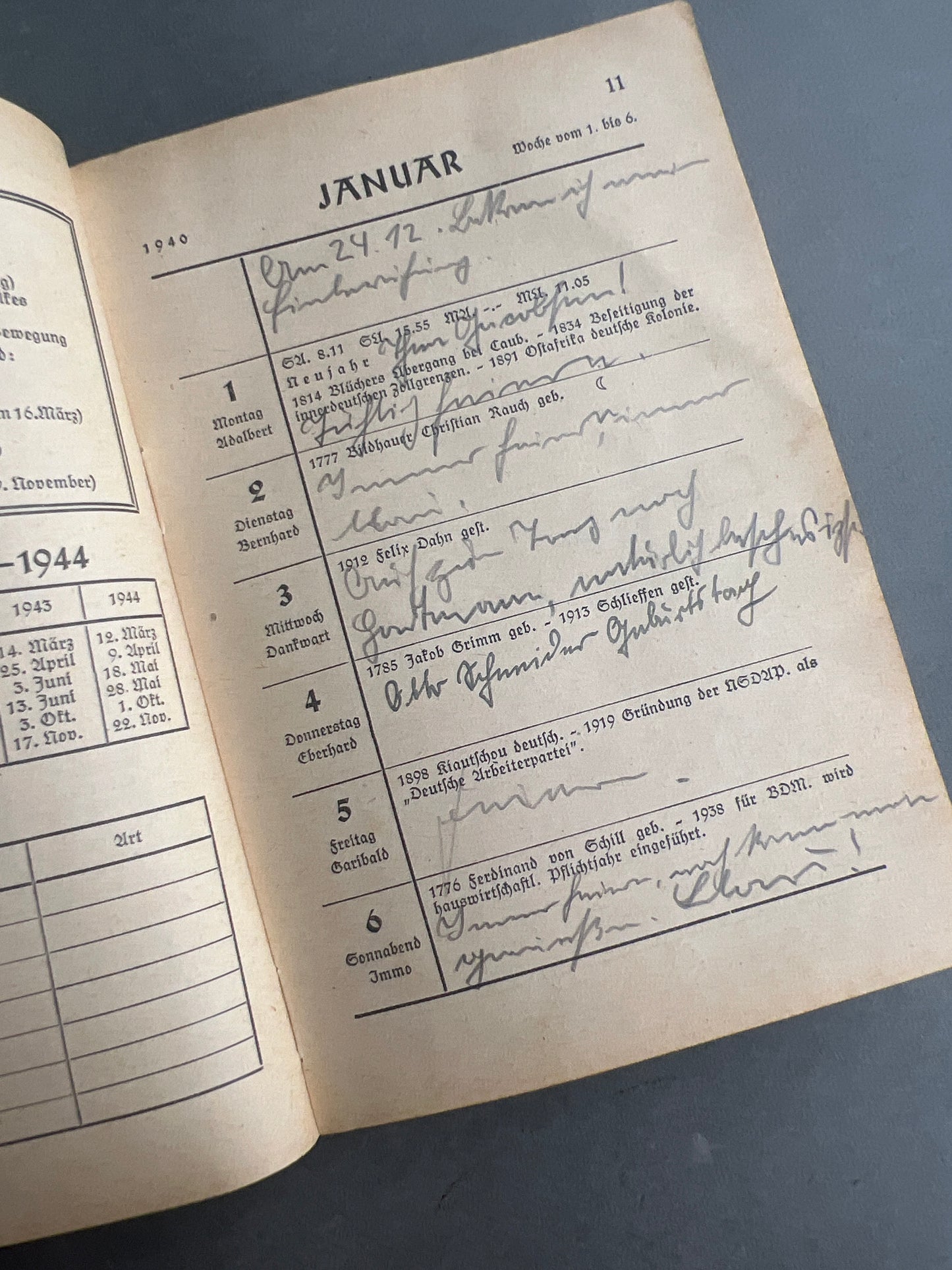 WW2 Tysk NSLB (NS-Lehrerbundes)Lommekalender fra 1940. Original.