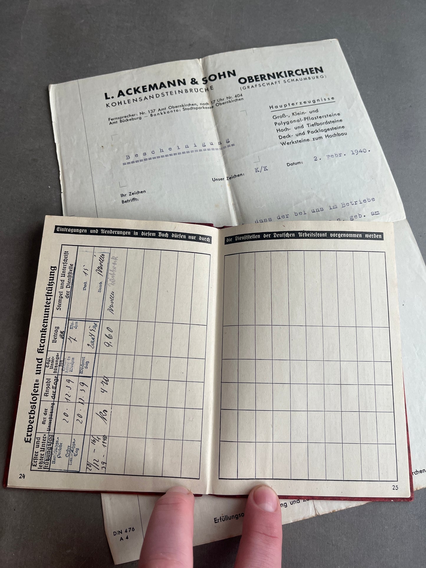 WW2 Tysk DAF Medlemsbog. Original