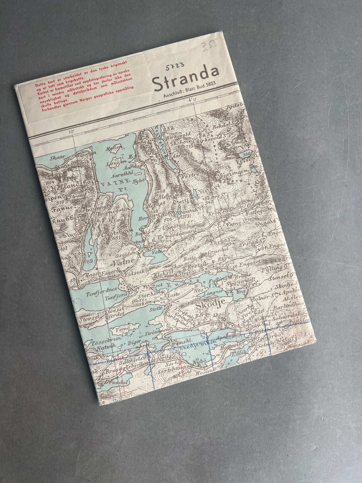 WW2 Tysk Militær Kort over en del af Norge. "Sonderausgabe" fra 1940. Original.
