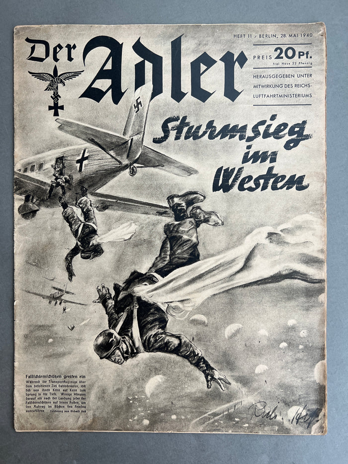 WW2 Tysk Luftwaffe "Der Adler" Blad. Original.