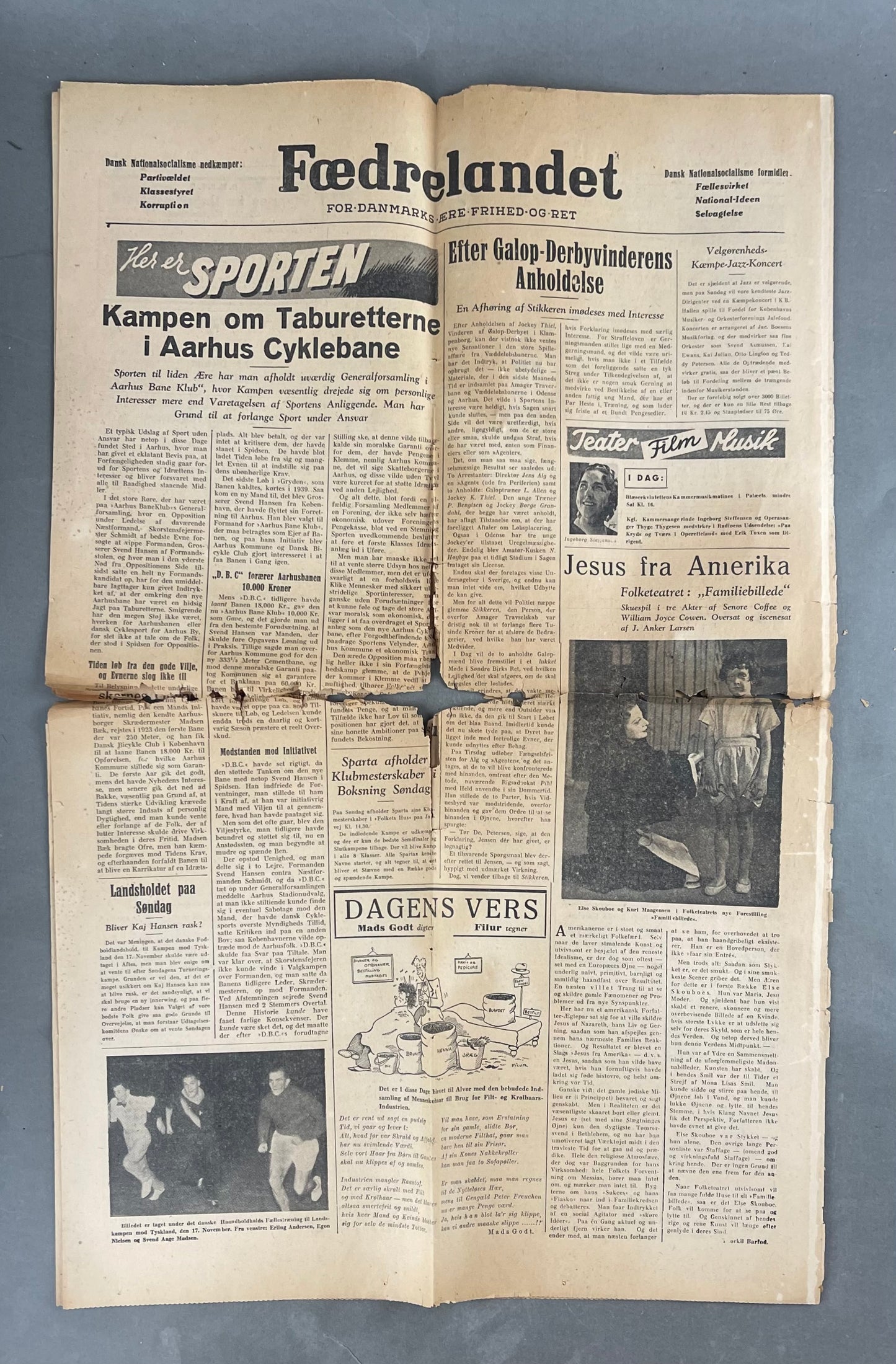 WW2 Dansk DNSAP "Fædrelandet" avis. Original.