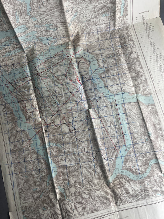 WW2 Tysk Militær Kort over en del af Norge. "Sonderausgabe" fra 1940. Original.