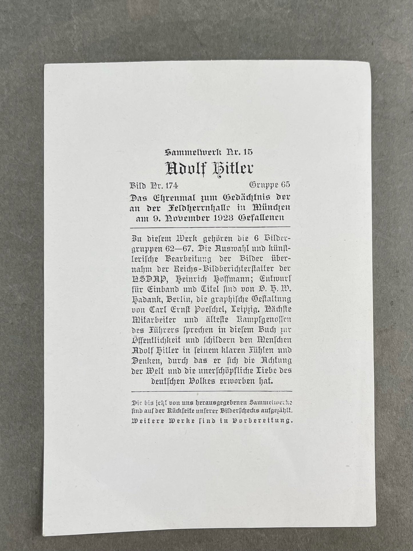 WW2 Tysk "Cigaretten Album" Billede. Godt motiv. Original.