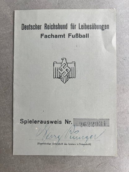 WW2 Tysk DRL"Fussball Spielerausweis". Sjælden. Original.
