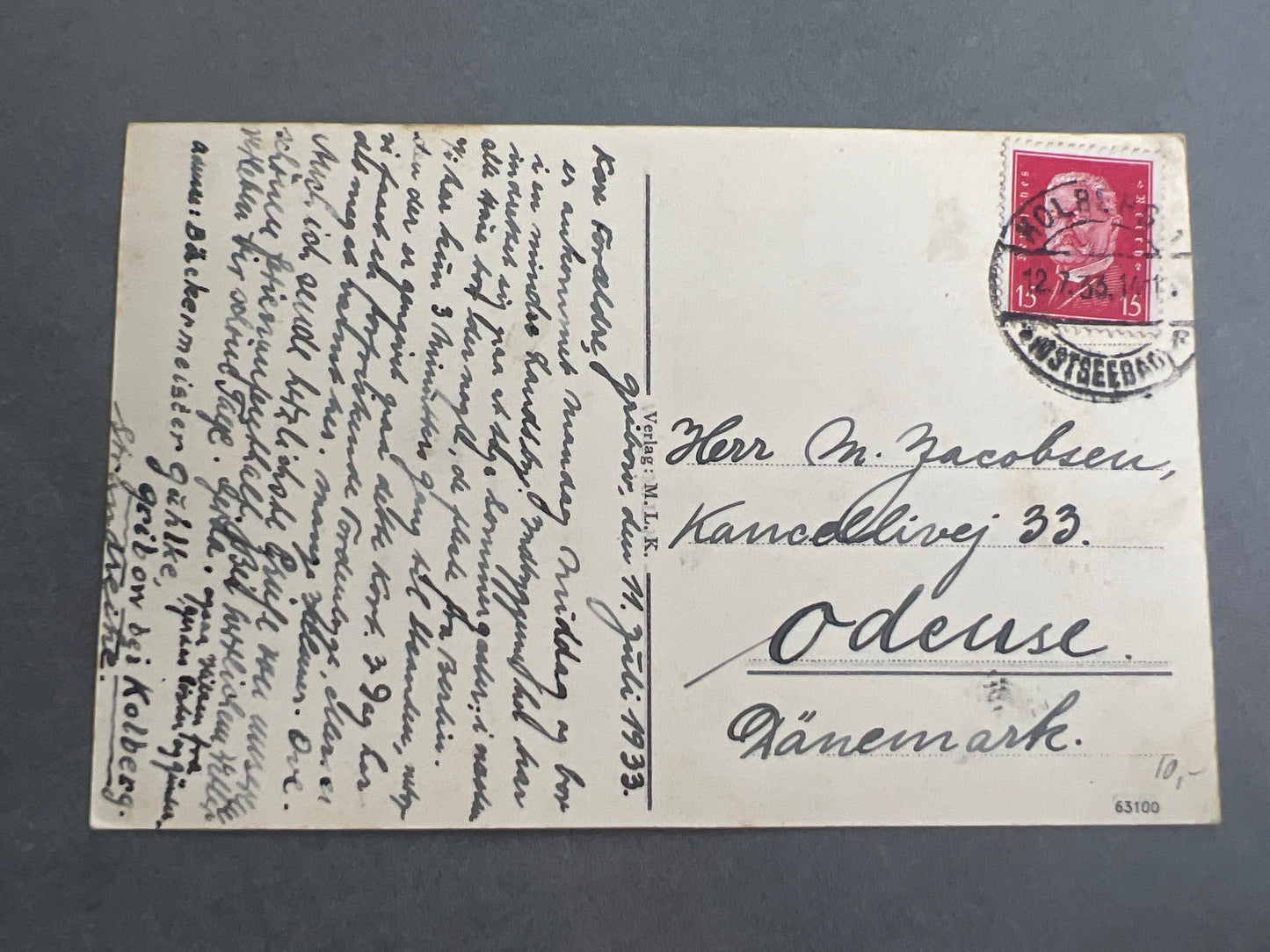 WW2 Tysk Postkort. Sendt til Danmark. Original.