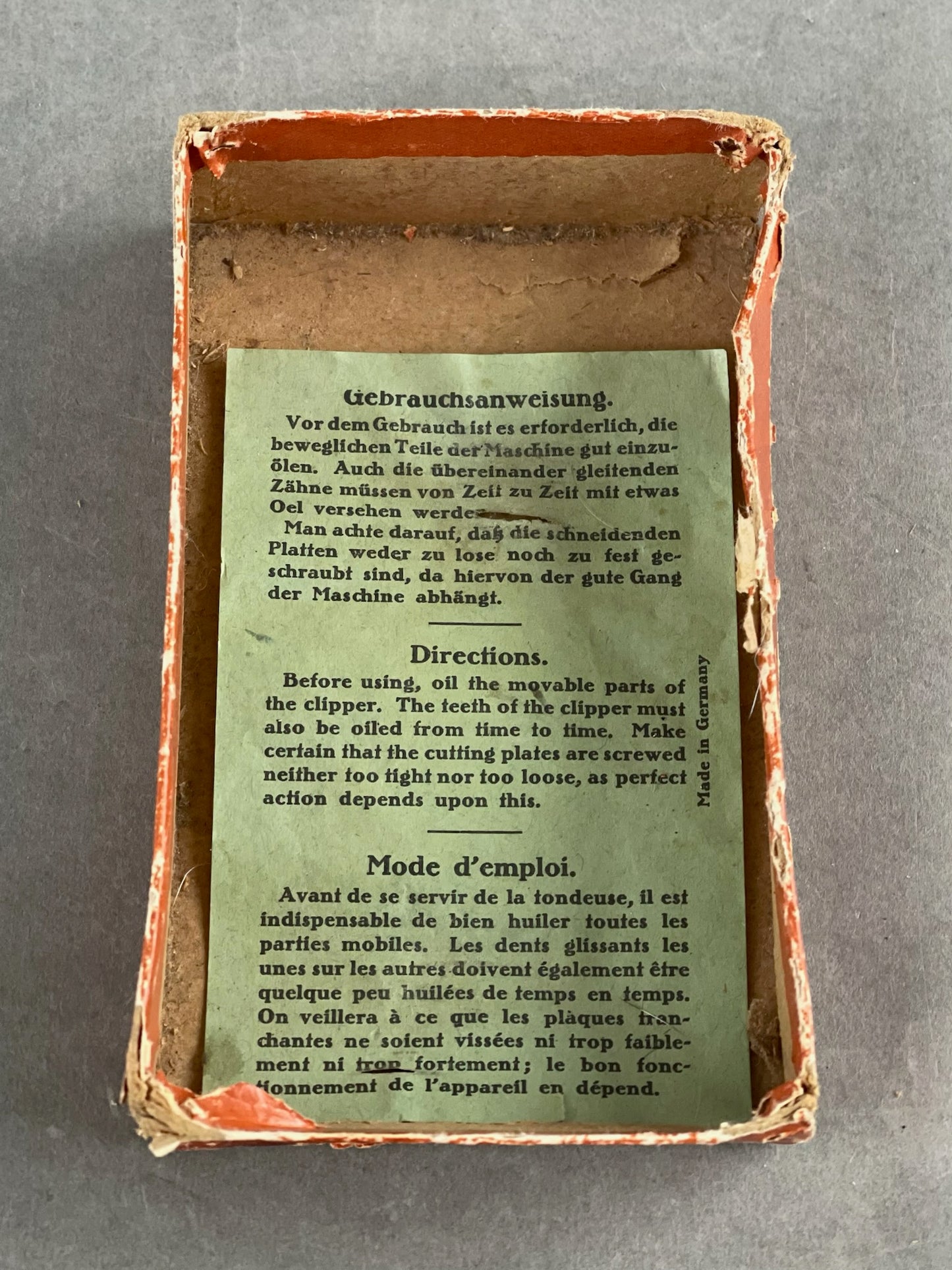 WW1/WW2 Tysk Barber-klipper. God til display. Original.