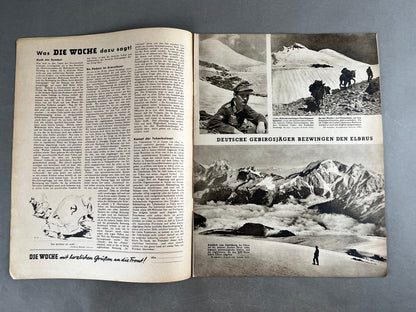 WW2 Tysk "Die Woche" Blad. Luftwaffe forside. Original.