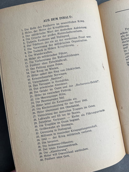 Bog "Hitler als Feldherr" af Franz Halder fra 1949. Franz Halder var chef for den tyske hær fra 1938 til 1942.