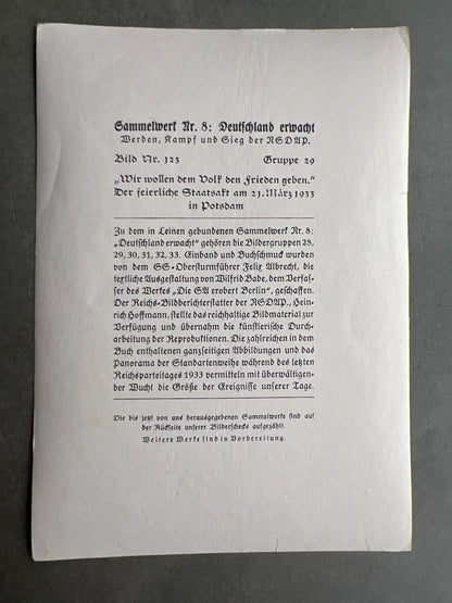 WW2 Tysk "Cigaretten Album" Billede. Mål: 12x17cm. Original.