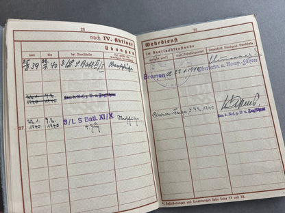 WW2 Tysk Wehrmacht Wehrpass. WW1-Veteran. Original.