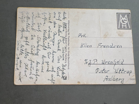 WW2 Tysk Postkort. Sendt til Aalborg. Original.