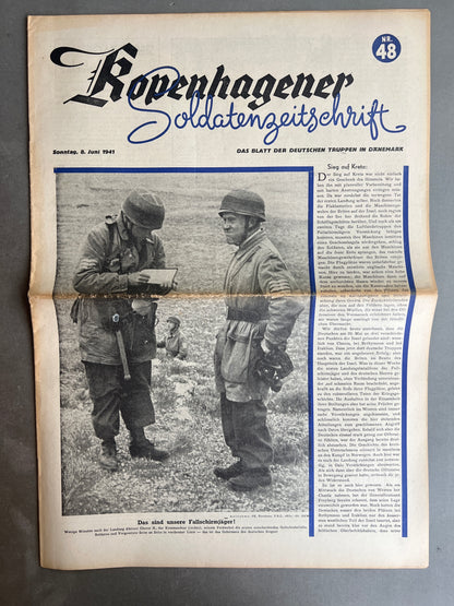 WW2 Tysk/Dansk "Kopenhagener Zeitung" Avis. Original. Original.