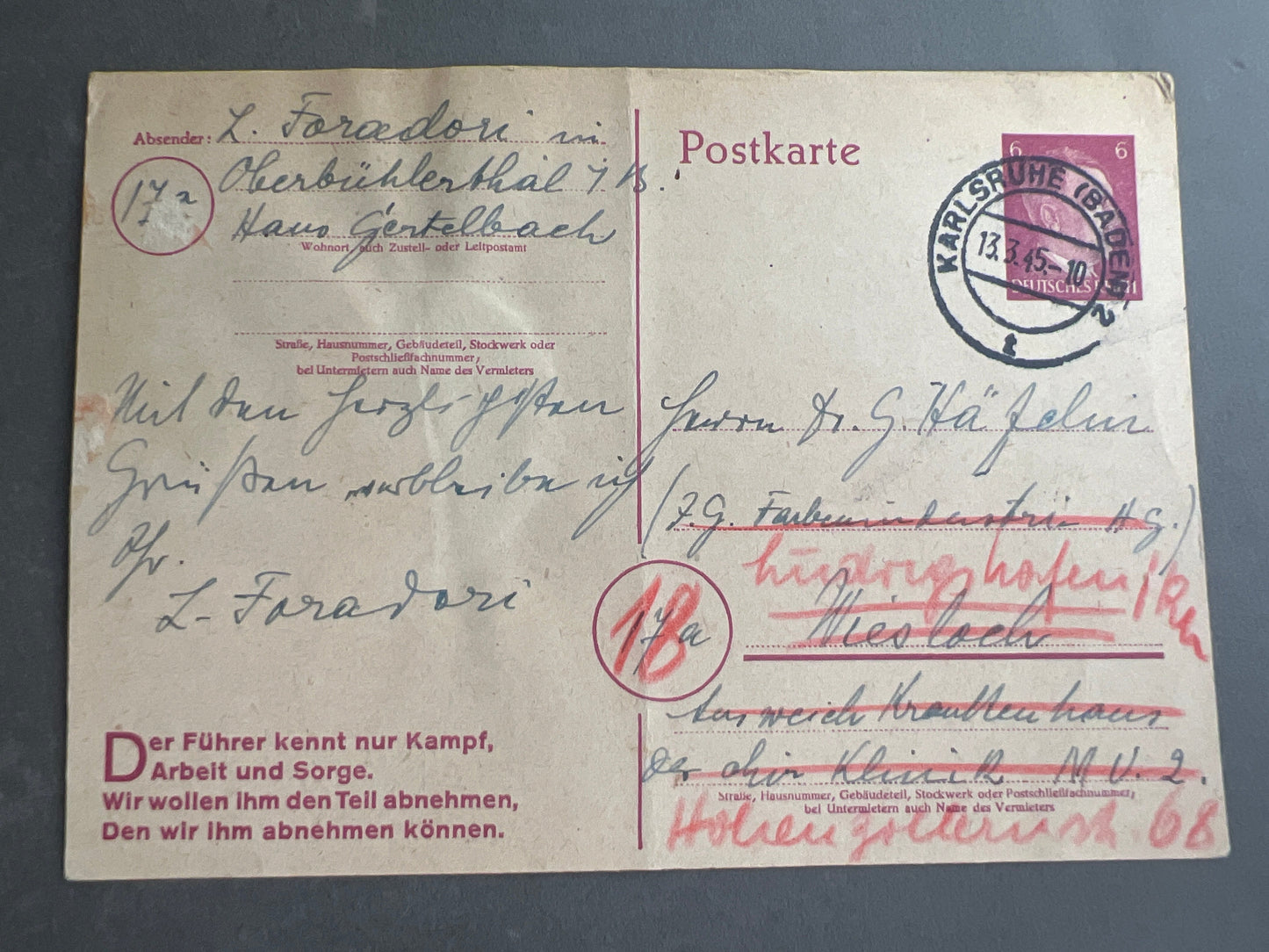WW2 Tysk Postkort. Original.