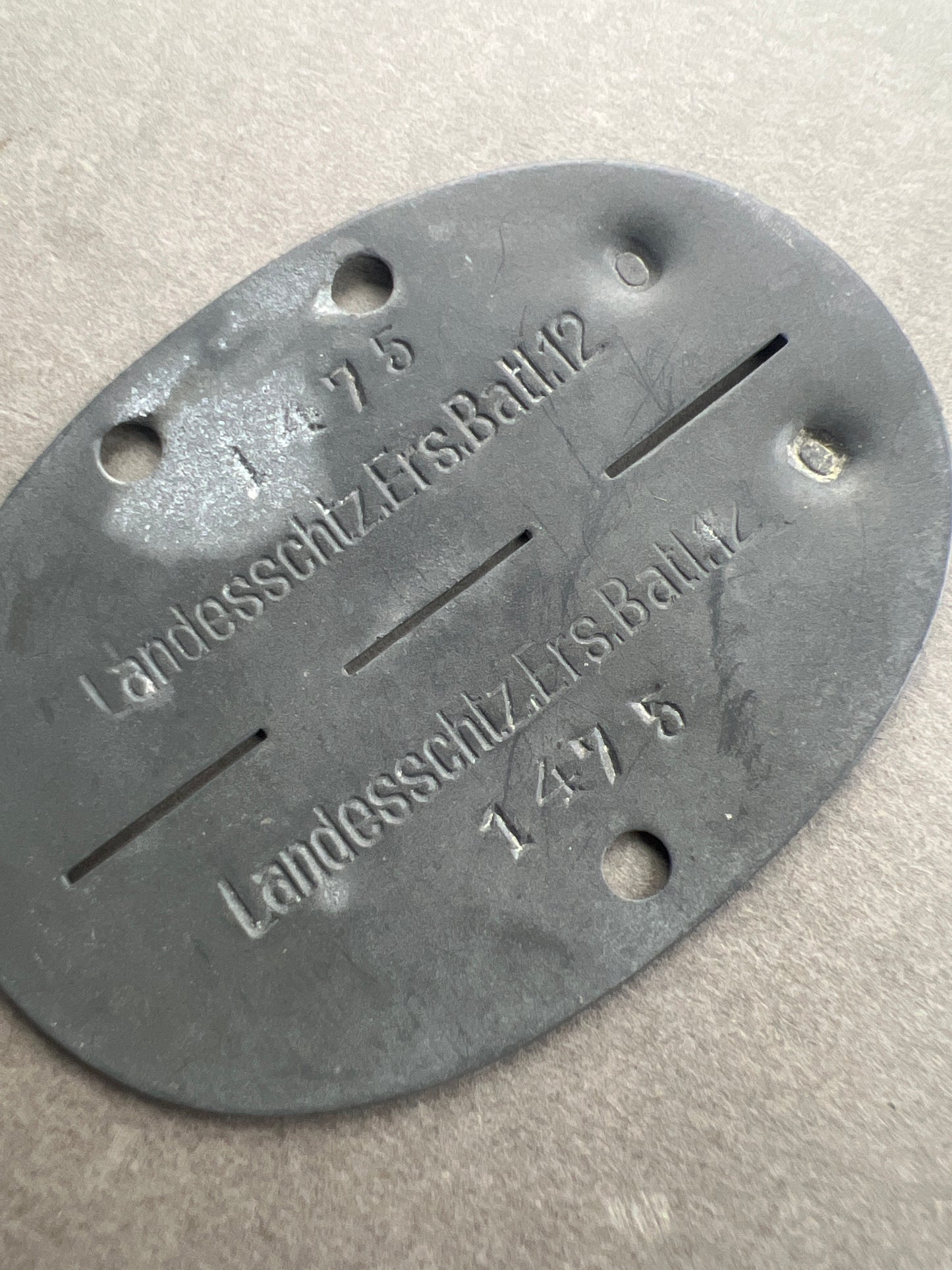 WW2 Tysk Hundetegn. "Landesschützen-Ersatz-Bataillone". Original.