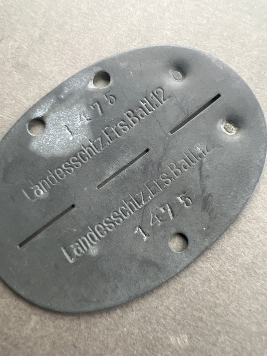 WW2 Tysk Hundetegn. "Landesschützen-Ersatz-Bataillone". Original.