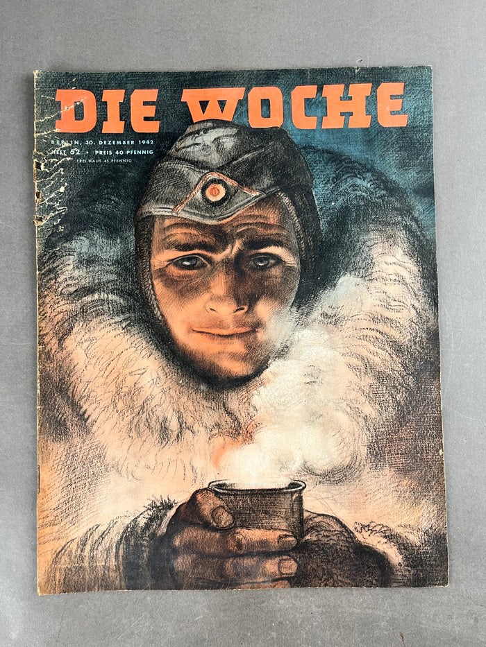 WW2 Tysk "Die Woche" Blad. Wehrmacht østfront forside. Original.