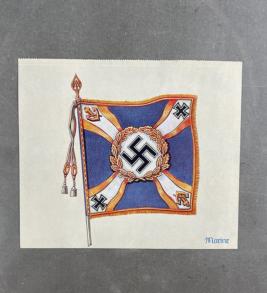 WW2 Tysk Marine "Standarten". Trykt på papir. 22x19cm. God til display. Original.