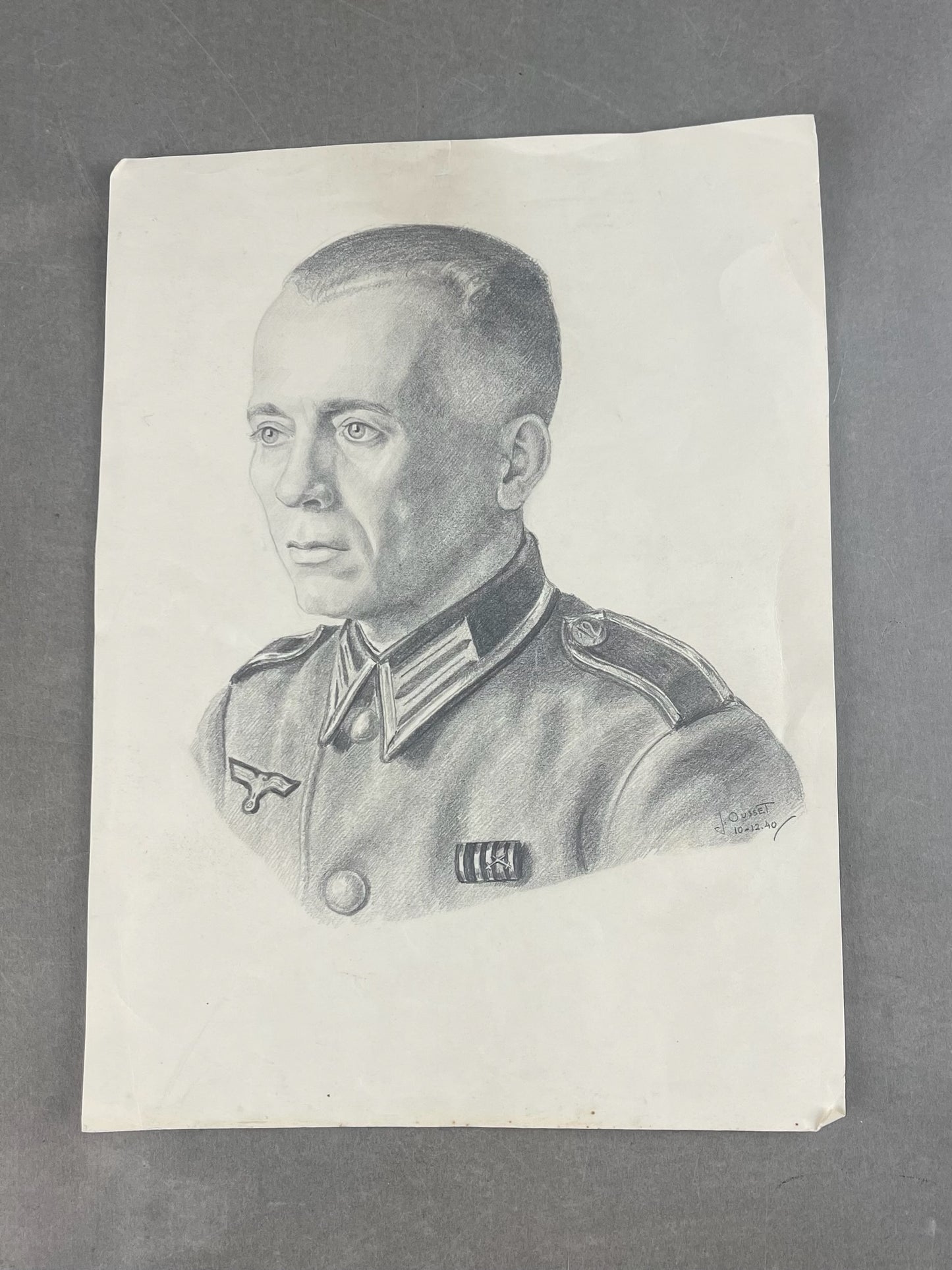 WW2 Tysk Tegning af Soldat. A4-størrelse. Original.