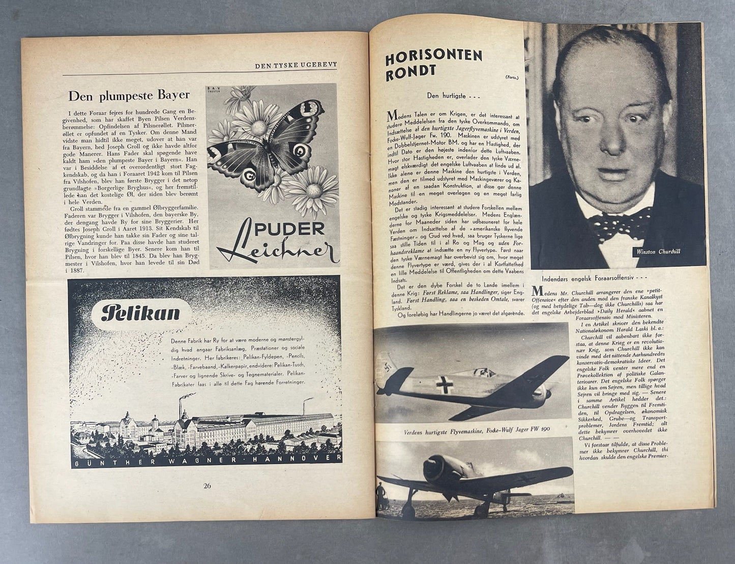 WW2 Dansk Nazistisk "Den Tyske Ugerevy" Blad. Udgivelsen med Schalburg. Original.