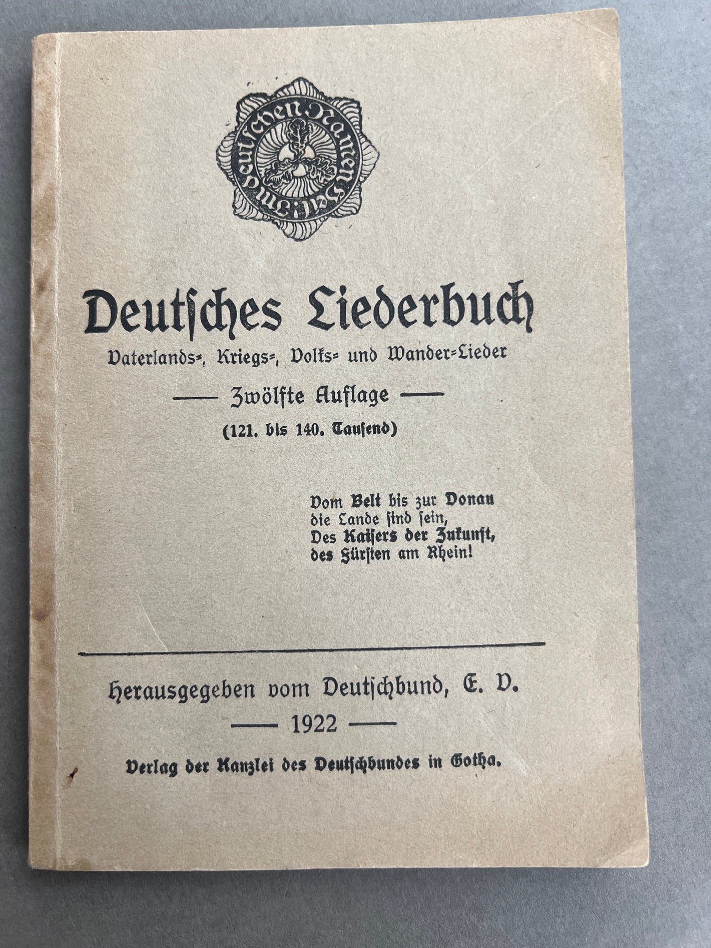 WW1/WW2 Tysk "Deutsches Liederbuch". Original.